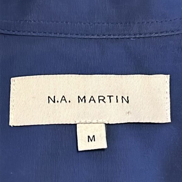 N.A. Martin Cobalt Blue Crisp Cotton Button Front Shirt, Made in Portugal Medium - Picture 5 of 7